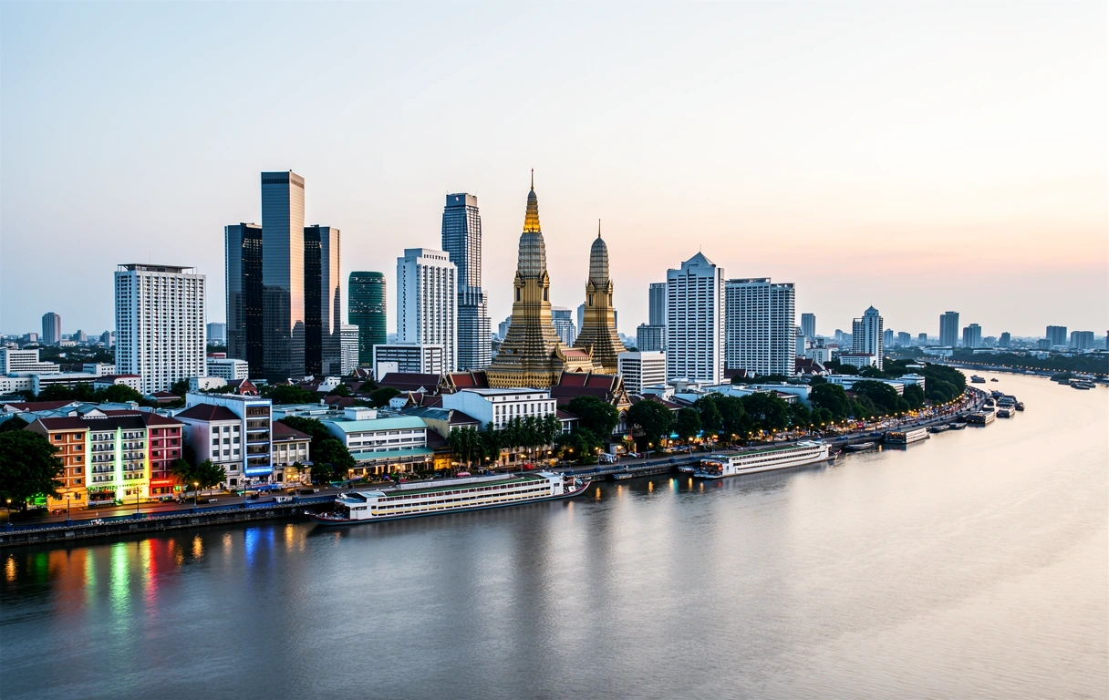 Bangkok business district at dusk